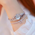 Ladies gold diamond watch